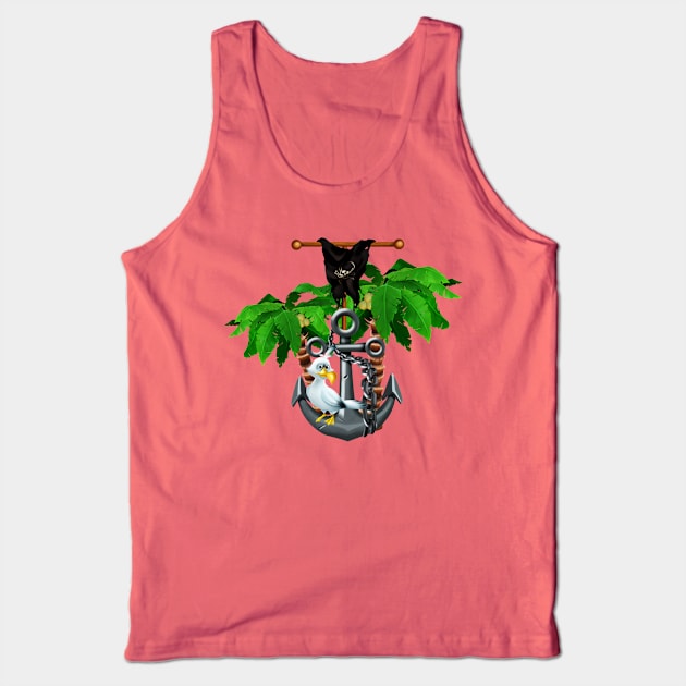 Anchor with funny gull and palm trees Tank Top by Nicky2342